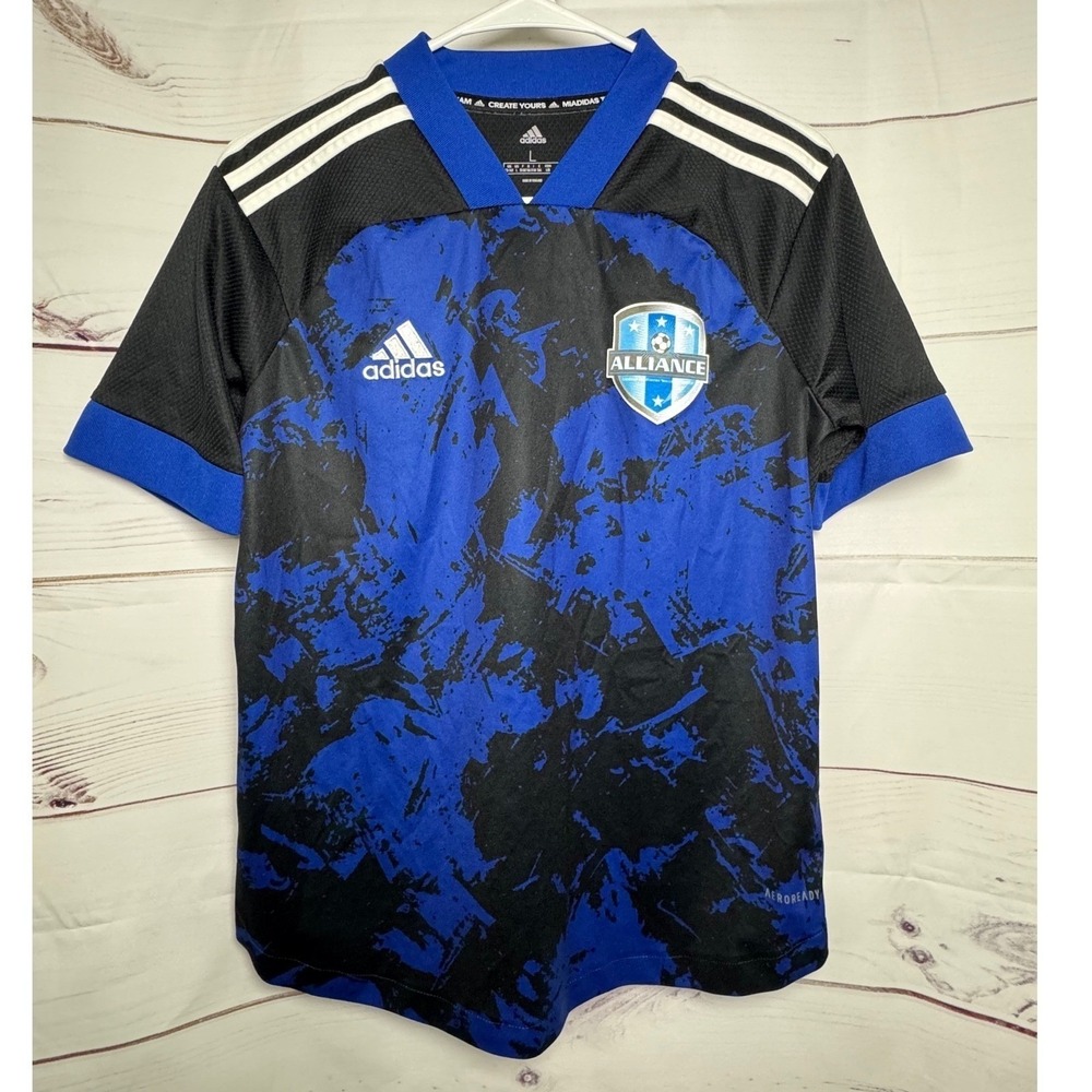 Adidas Alliance Soccer Jersey - Black and Blue / Size Large / Sku0081